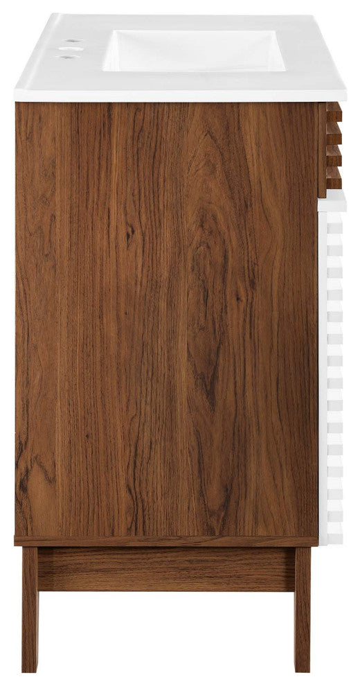 Render 36" Bathroom Vanity, White Walnut White