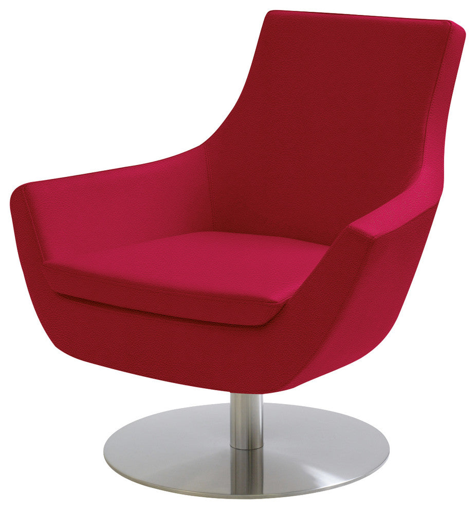 Rebecca Swivel Chair, Red Leatherette, Stainless Steel