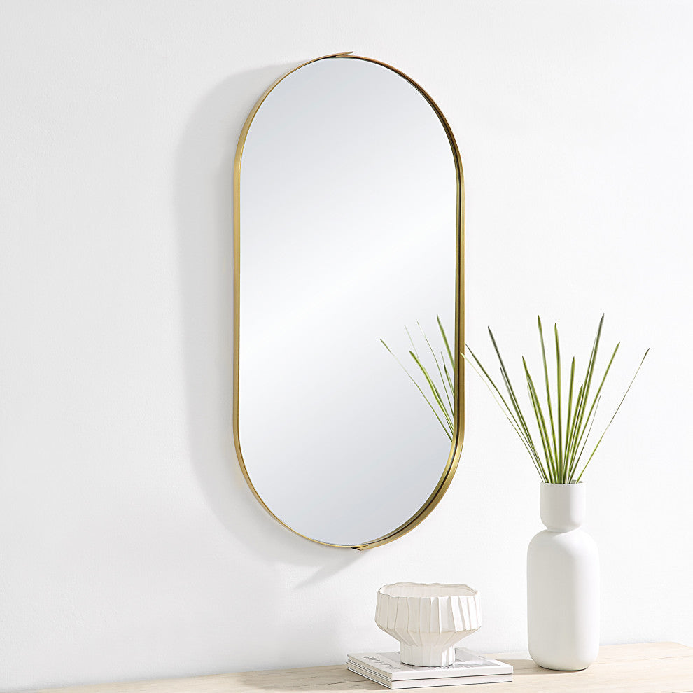 Aleah Iron Wall Mirror, Satin Brass