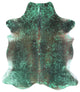 7' 1" X 6' 5" Green Metallic Cowhide Rug C2169