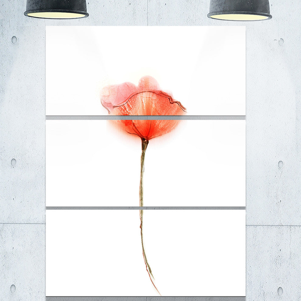 "Watercolor Large Red Poppy Flower" Metal Wall Art, 3 Panels, 28"x36"