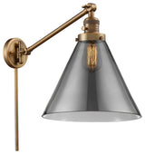 X-Large Cone 1-Light Swing Arm, Brushed Brass, Plated Smoke
