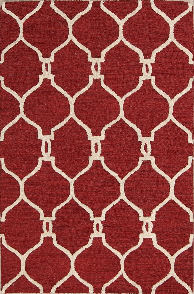 Hand-Tufted Agra Indian Oushak Oriental Wool Area Rug, Trellis, 4x6'