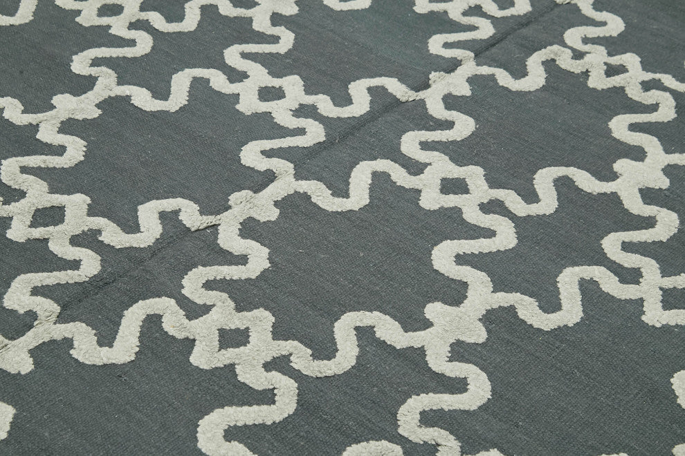 Rug N Carpet - Handwoven Modern Design 8' 0'' x 9' 1'' Wool Flatweave Kilim Rug