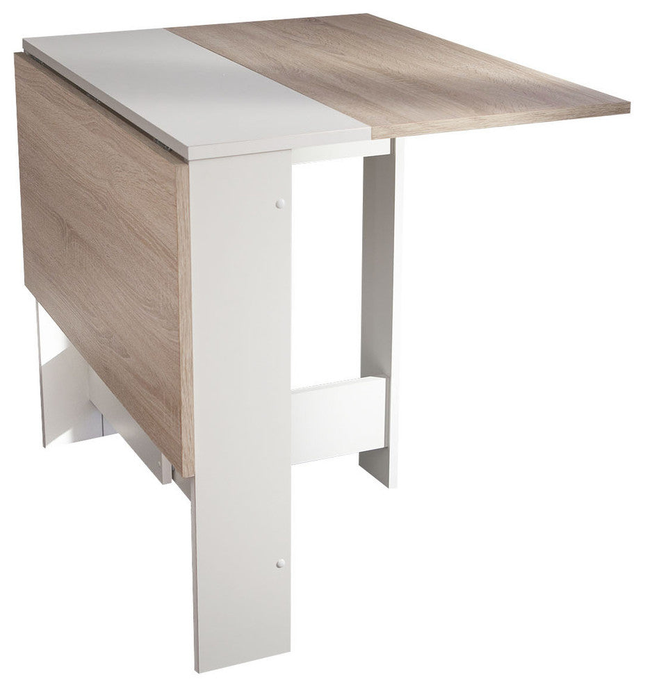 Papillon Foldable Table, White/Natural Oak