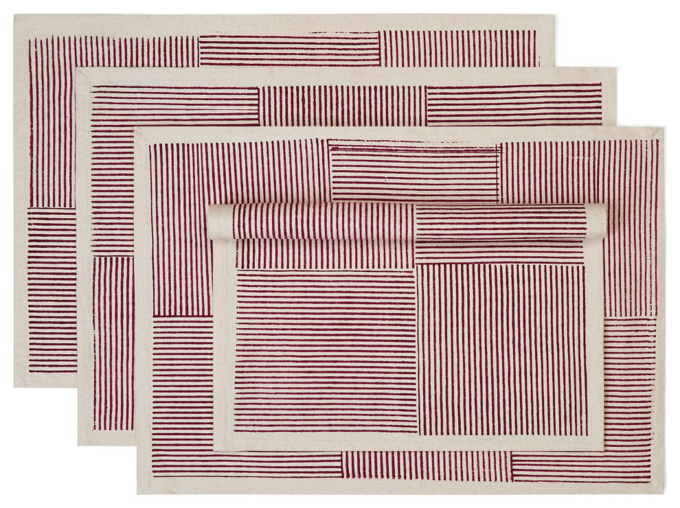 Carmine Hand Block Printed Placemat Set of 4