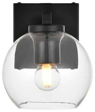 1 Light Black And Clear Bath Sconce
