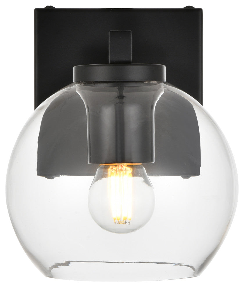 1 Light Black And Clear Bath Sconce