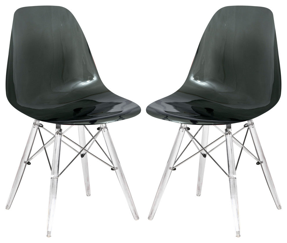 LeisureMod Dover Molded Side Chair With Acrylic Base, Set of 2
