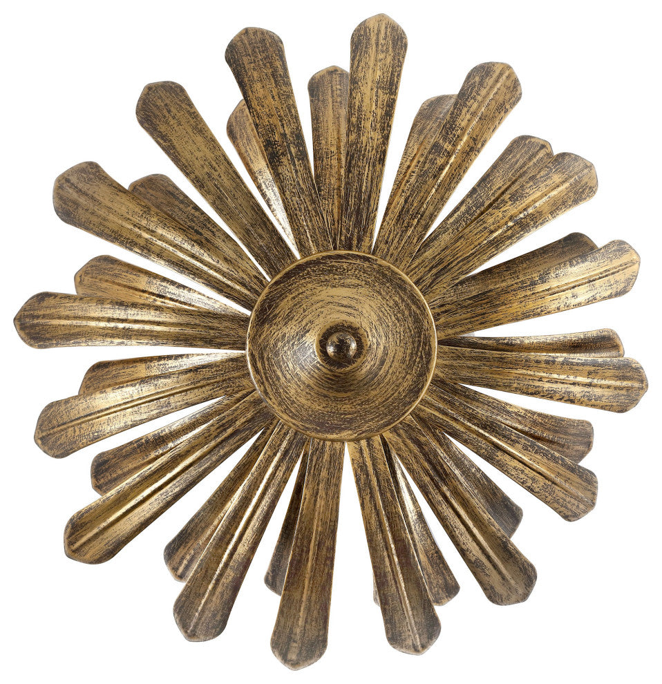 15" 3-Light Antique Gold Leaf Semi-Flush Mount Ceiling Light