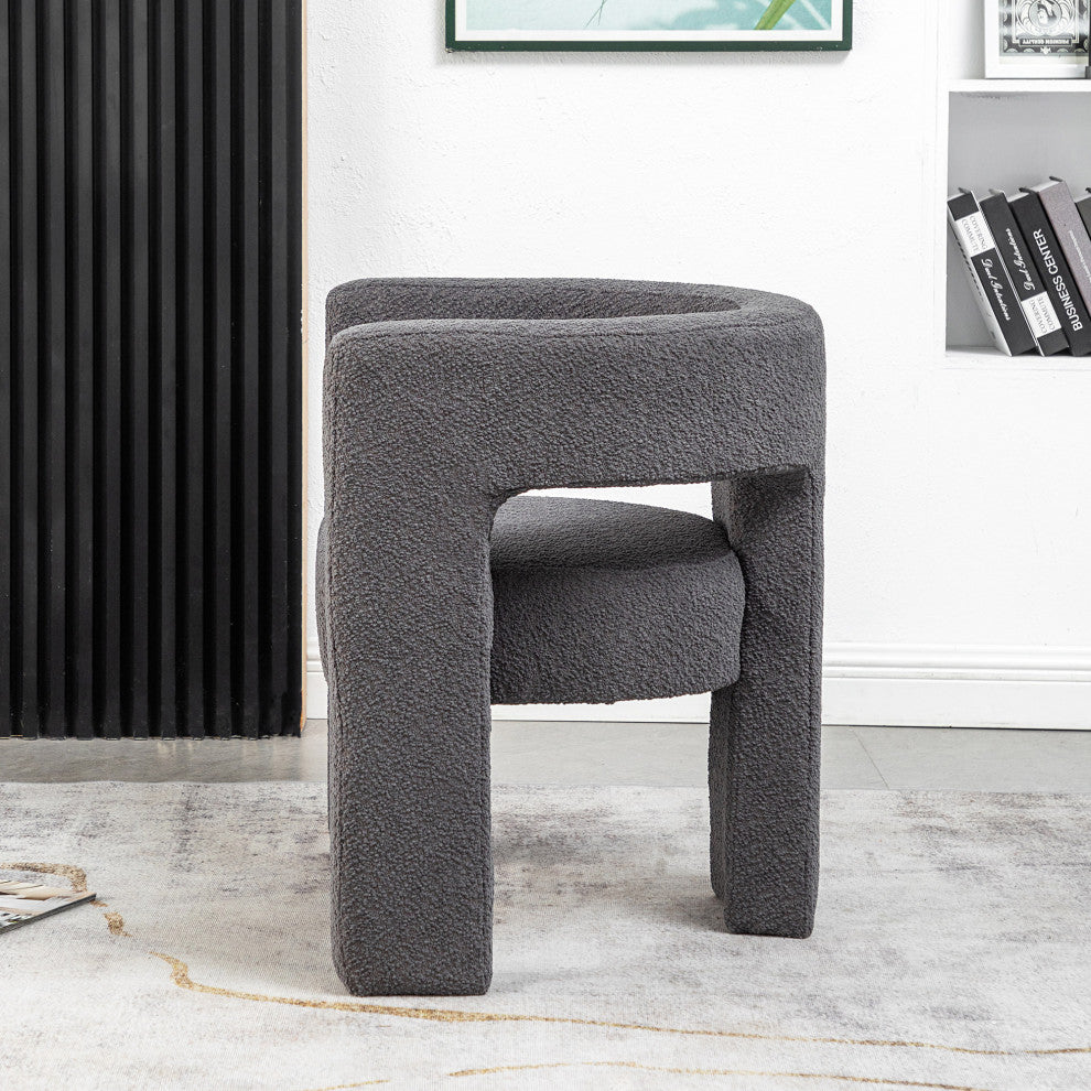 28" Wide Boucle Upholstered Square Armchair, Gray