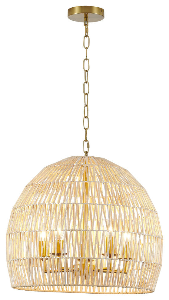 5-Light Natural Vine Weaved Basket Chandelier