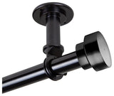 Cover Ceiling 1" Curtain Rod/Room Divider, Black, 66-120"