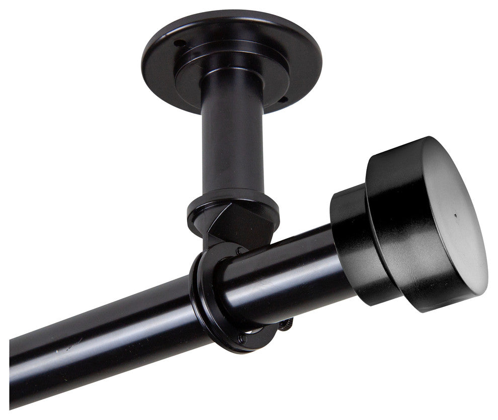 Cover Ceiling 1" Curtain Rod/Room Divider, Black, 66-120"