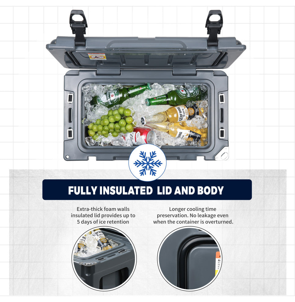 EchoSmile 30 qt. Rotomolded Cooler, Grey