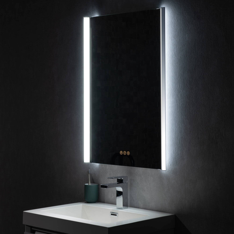 LED Antifog Bathroom Mirror, Dimmer, Adjustable Color, Chrome, 24x32