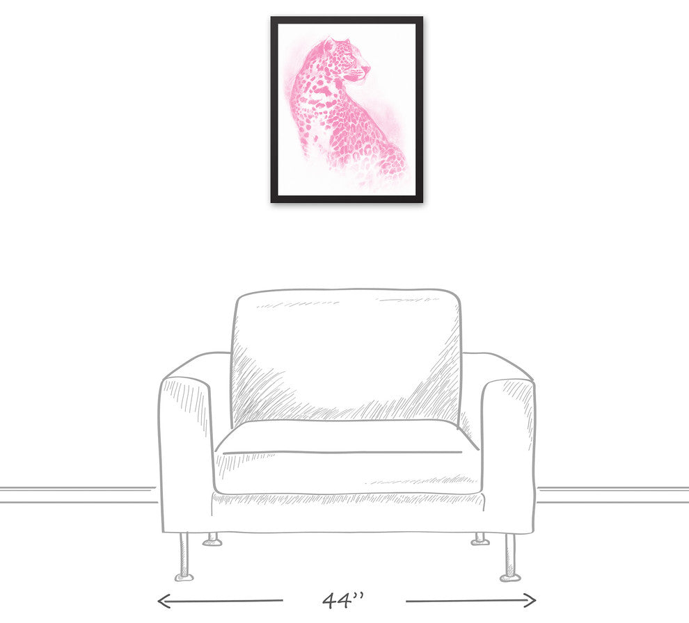 Pink Charcoal Leopard 16x20 Black Framed Canvas