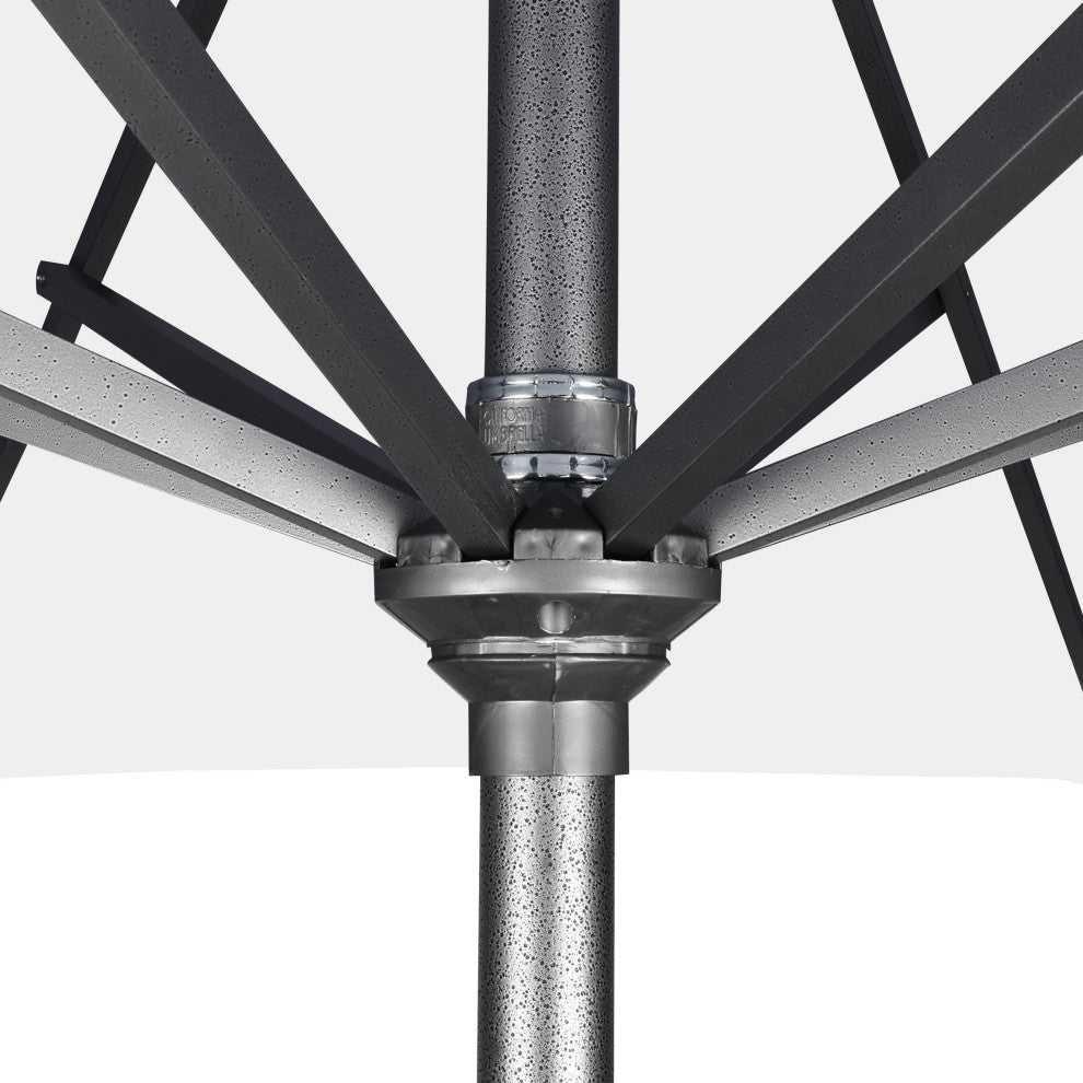11' Grey Collar Tilt Crank Aluminum Umbrella, Pacifica, Brick
