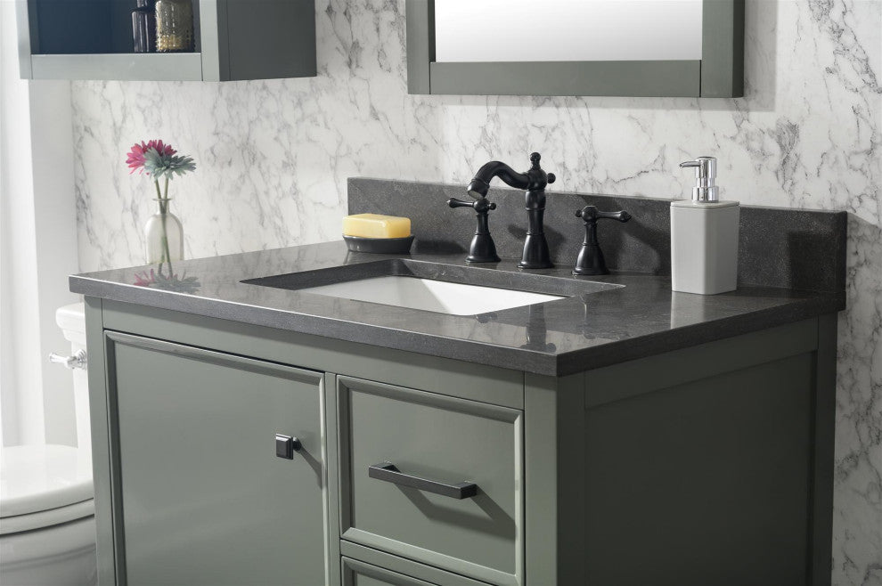 36" Single Sink Vanity Cabinet, Pewter Green