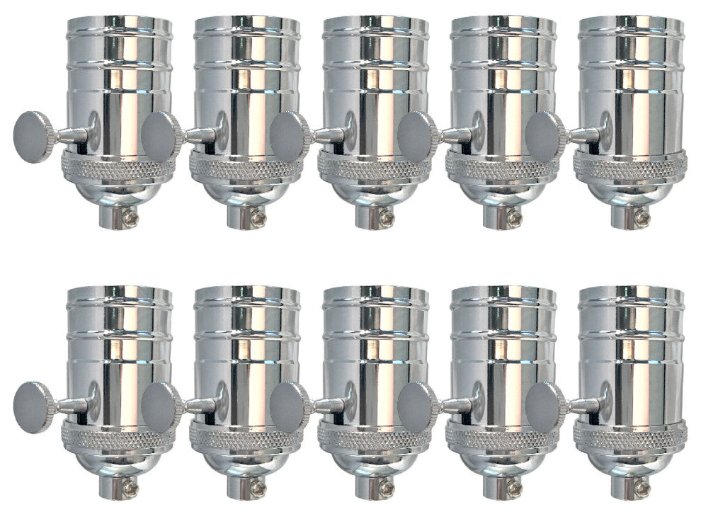 Royal Designs, Inc. On/Off Turn Knob Lamp Socket, Polished Nickel, Set of 10