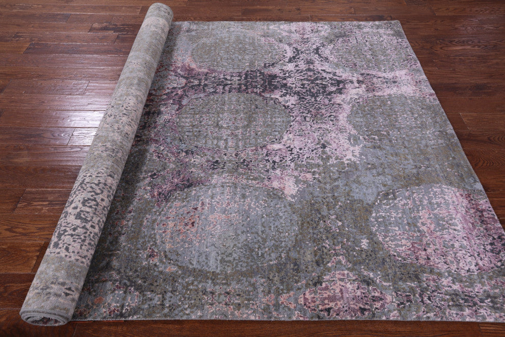 Wool & Silk Hand-Knotted Abstract Rug 6' 5" X 10' 0" - Q13089