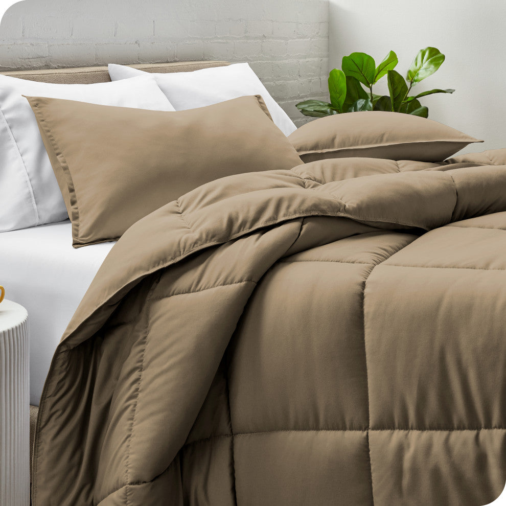 Bare Home Down Alternative Comforter Set, Taupe, Twin/Twin Xl