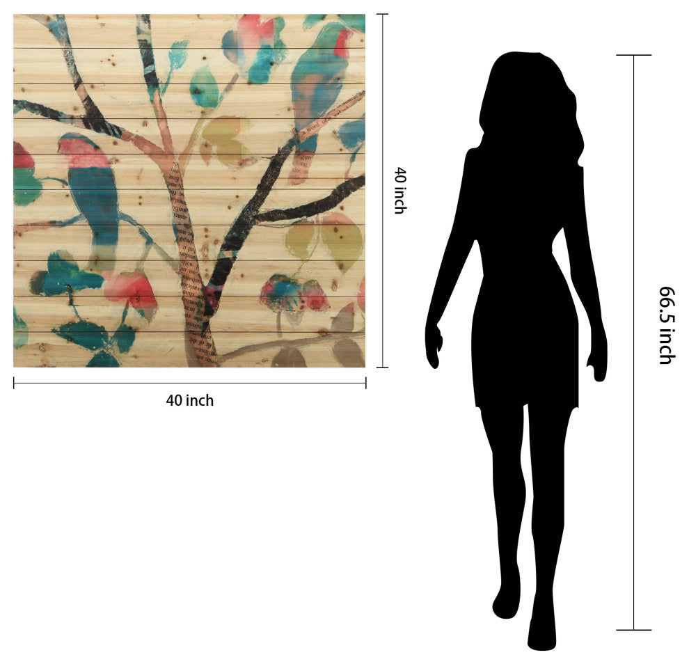 "Woodland Story 1" Wall Art Printed On Solid Fir Wood Planks