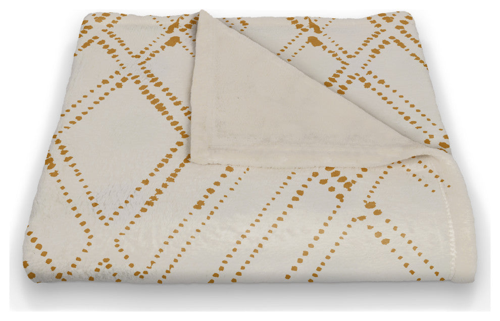 White and Gold Diamond 50x60 Coral Fleece Blanket