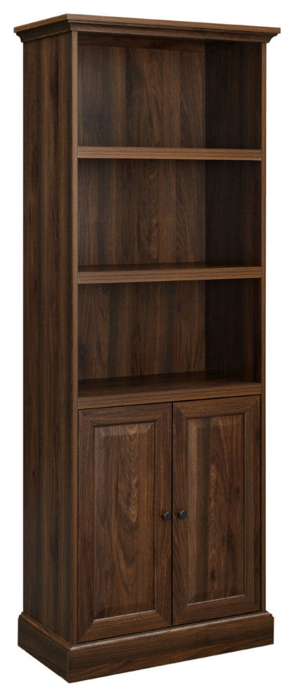 Classic Beveled Door Hutch Bookshelf "“ Dark Walnut
