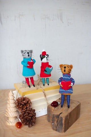 Kalalou Chb2230 Set Of Three Felt Singing Cats