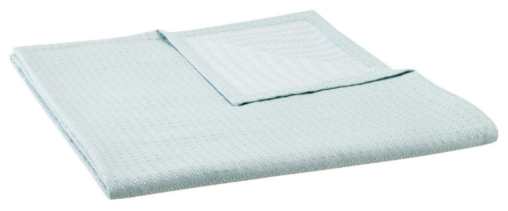Madison Park Blanket With 1" Self Hem, Seafoam, Full/Queen