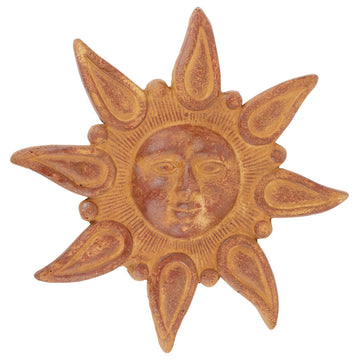 Star Clay Sun-Hand Painted-Garden-Handmade-15 inches, Red