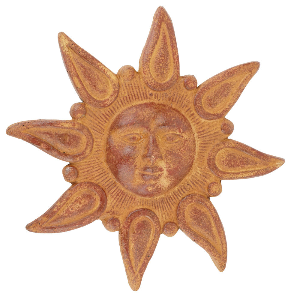 Star Clay Sun-Hand Painted-Garden-Handmade-15 inches, Red