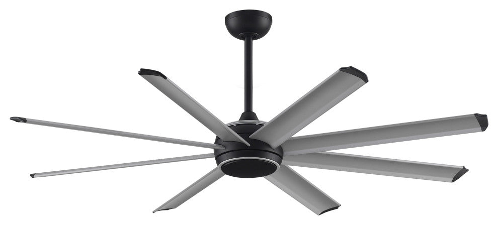 Stellar Ceiling Fan, Black Motor and Silver Blades, 64"