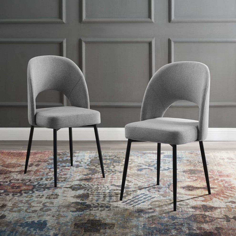 Rouse Dining Side Chair Upholstered Fabric Set of 2-Black Light Gray