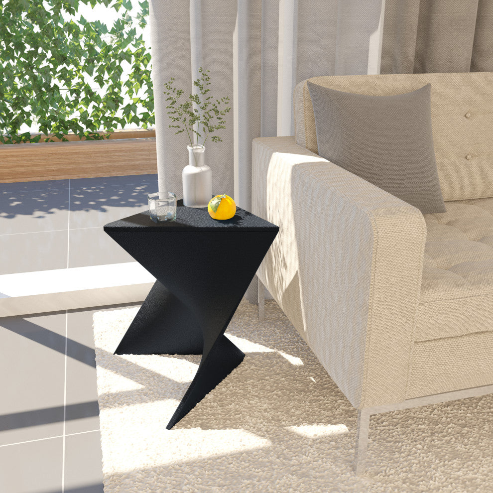 Leisuremod Randolph Modern Triangle Accent Side End Table, Black, Set of 2