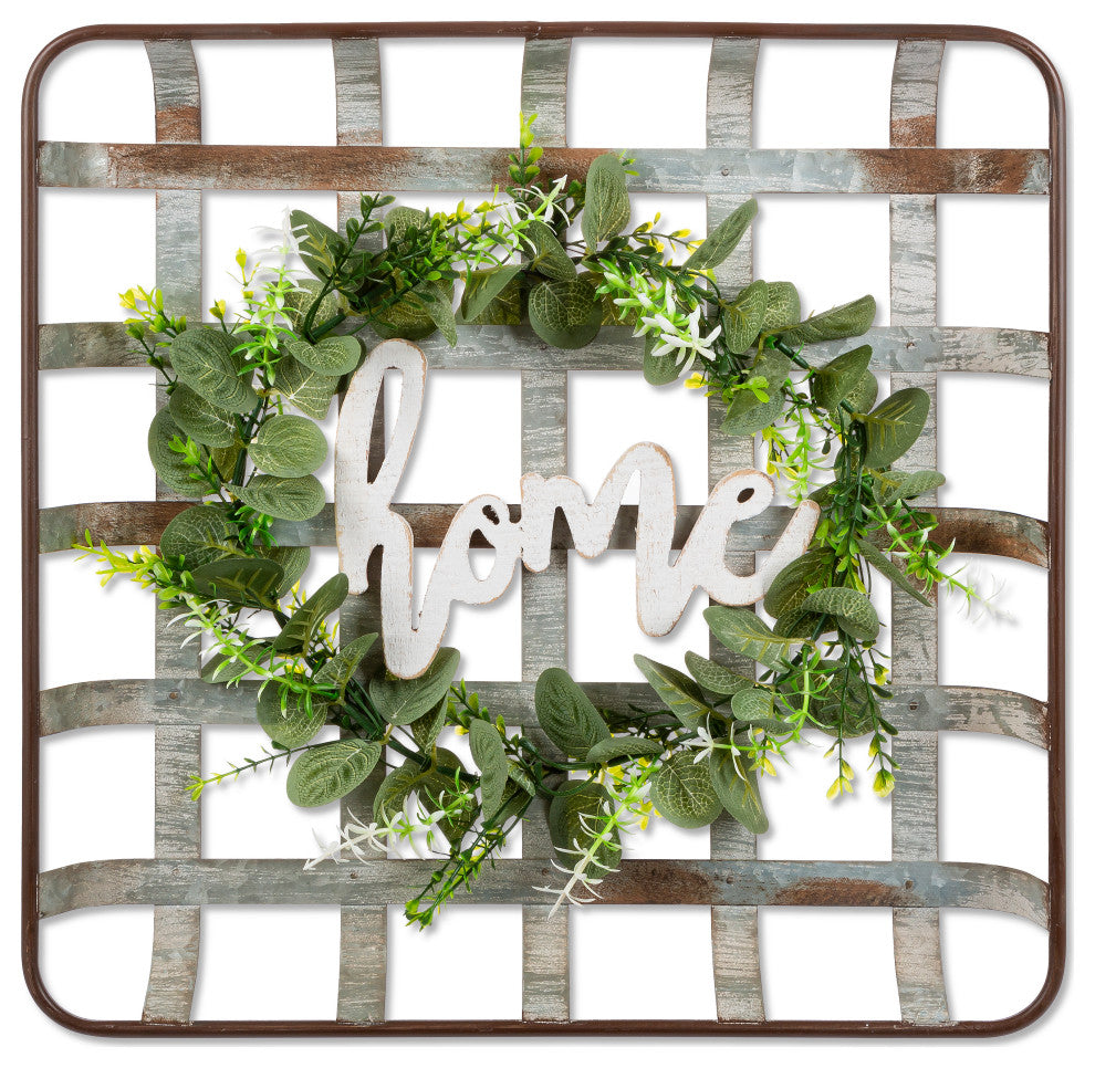 16.46" Metal Strap"ome", Artificial Wreath Wall Decor