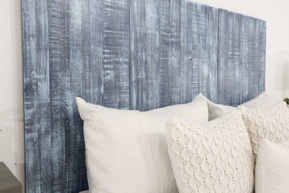 Handcrafted Headboard, Leaner Style, Blue Stonewash, California King