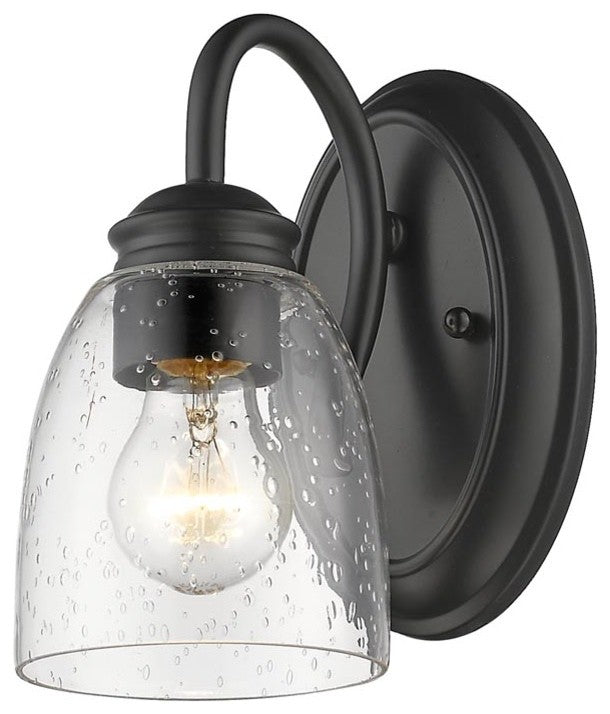 Golden Parrish 1 Light Bath Vanity, Black, Seeded Glass
