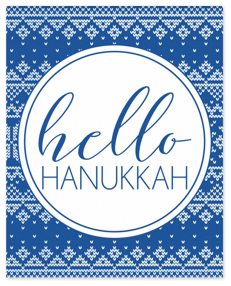 Hello Hanukkah Sweater Pattern 8"x10" Easelback Canvas