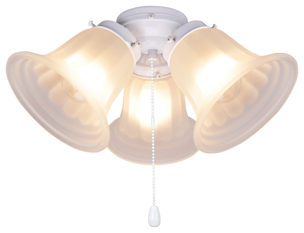 22002-21 3-Light Ceiling Fan Fitter Light Kit With Pull Chain, Painted White
