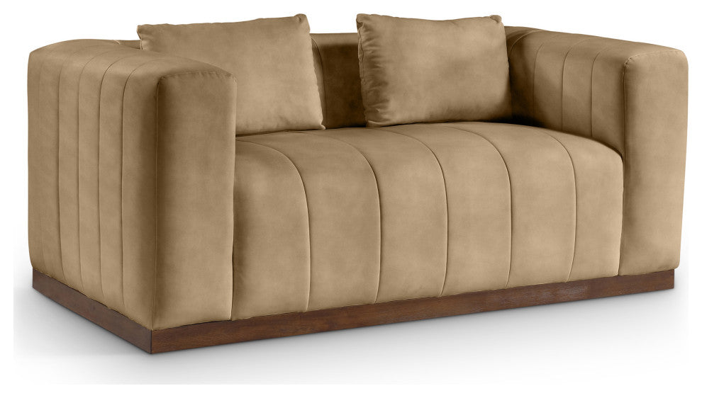 Mallina Upholstered Loveseat, Tan, Vegan Leather