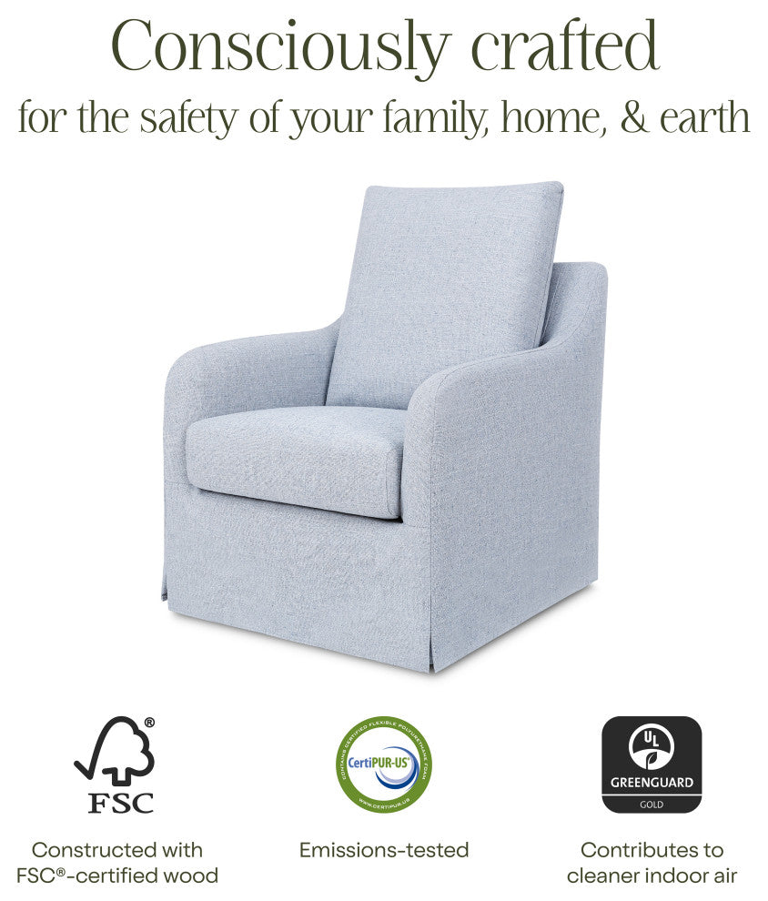 Reese Slipcover Swivel Glider, Chambray Eco-Linen