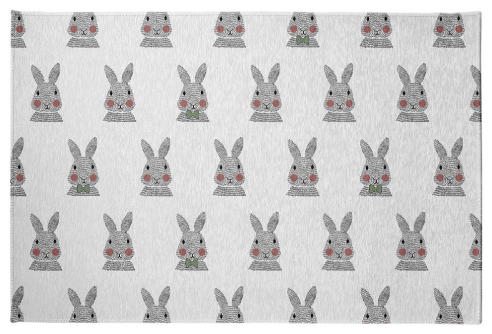 Bunny Fluffle Easter Chenille Rug, Laurel Tree Green, 4'x6'