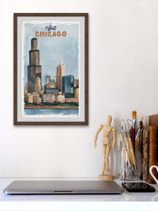 "Ultimate Chicago Skyline" Framed Painting Print, 12x18