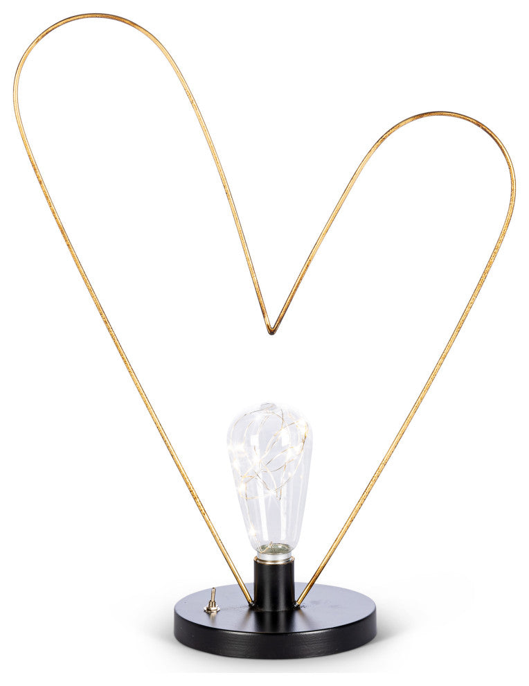18.11" Metal Tabletop Heart, LED Light String Bulb