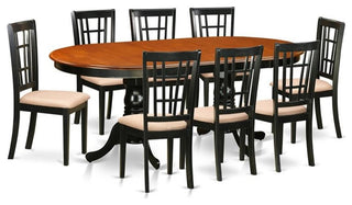9-Piece Dining Room Set, Table, 8 Wood Chairs With Cushion