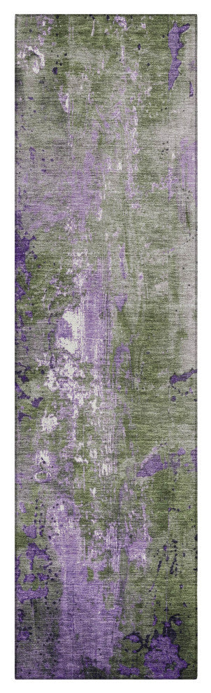 Machine Washable Indoor/Outdoor Chantille ACN1870 Olive 2'3" x 7'6" Runner Rug
