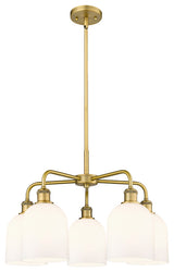 Ballston-Bella 5-Light 24" Stem Chandelier, Brushed Brass, Gloss White