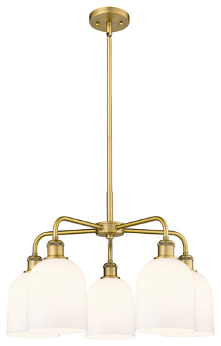 Ballston-Bella 5-Light 24" Stem Chandelier, Brushed Brass, Gloss White